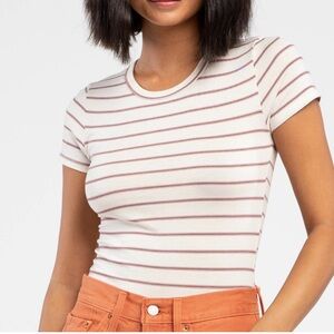 Ivory striped body suit